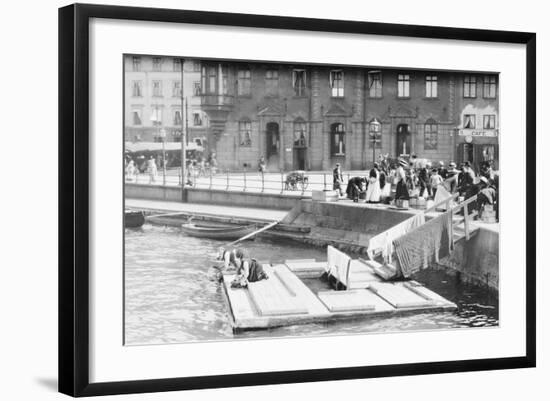 Women Washing Clothes in Canal-null-Framed Photographic Print