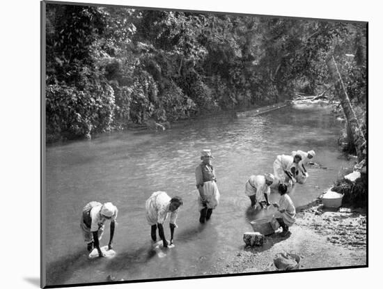 Women Washing Clothes in the River, Port Antonio, Jamaica, C1905-Adolphe & Son Duperly-Mounted Giclee Print