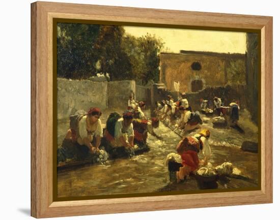 Women Washing in River-Filippo Palizzi-Framed Premier Image Canvas