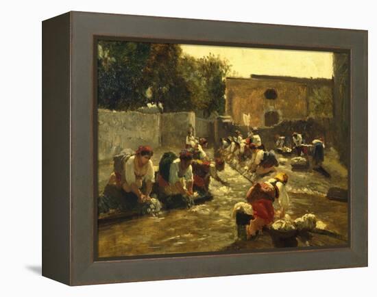 Women Washing in River-Filippo Palizzi-Framed Premier Image Canvas