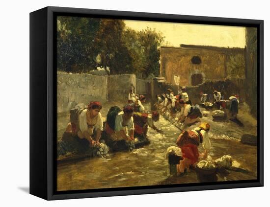 Women Washing in River-Filippo Palizzi-Framed Premier Image Canvas