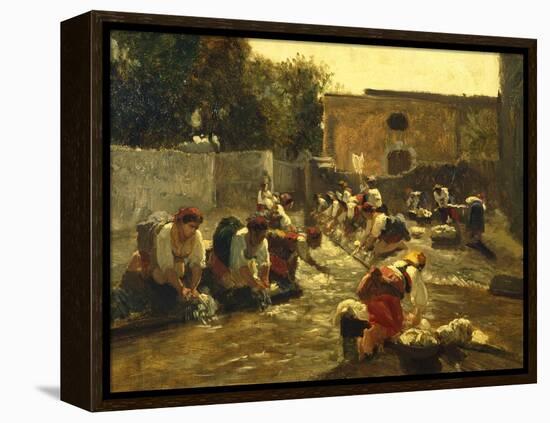 Women Washing in River-Filippo Palizzi-Framed Premier Image Canvas