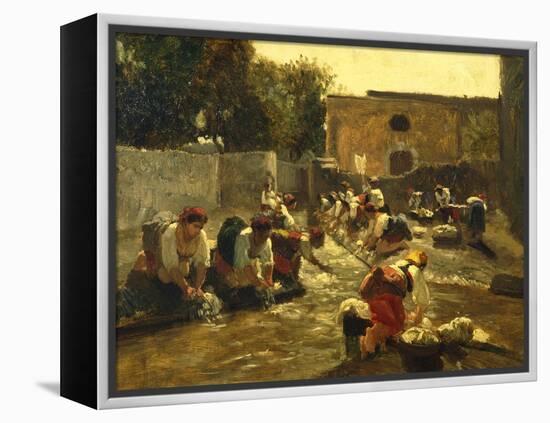 Women Washing in River-Filippo Palizzi-Framed Premier Image Canvas