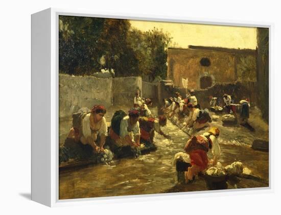 Women Washing in River-Filippo Palizzi-Framed Premier Image Canvas