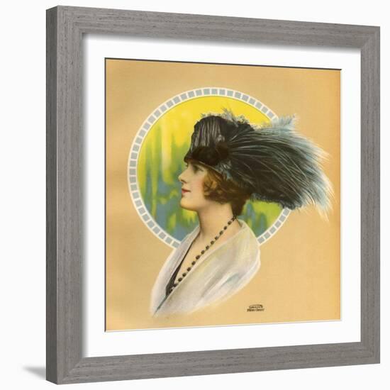 Women Wearing an Ostrich Feather Hat 1923-null-Framed Art Print