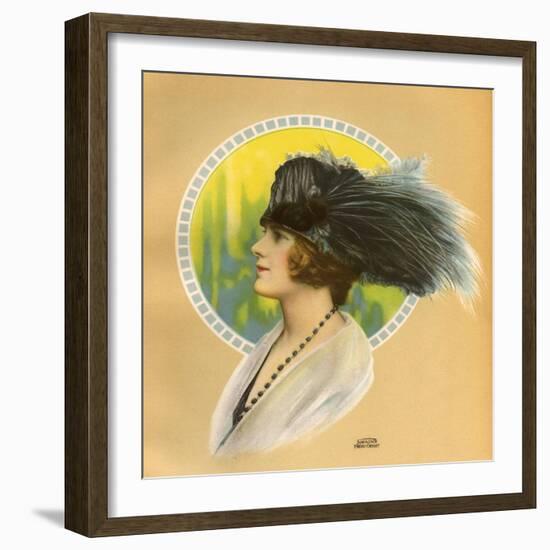 Women Wearing an Ostrich Feather Hat 1923-null-Framed Art Print