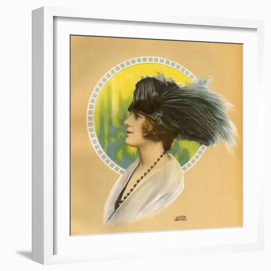 Women Wearing an Ostrich Feather Hat 1923-null-Framed Art Print