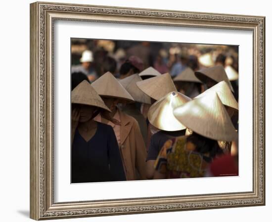 Women Wearing Conical Hats, Binh Tay Market, Ho Chi Minh City (Saigon), Vietnam-Christian Kober-Framed Photographic Print