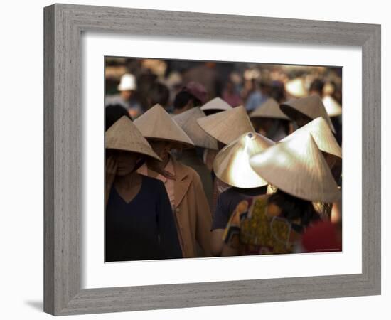 Women Wearing Conical Hats, Binh Tay Market, Ho Chi Minh City (Saigon), Vietnam-Christian Kober-Framed Photographic Print