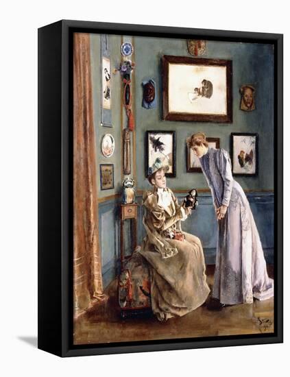 Women with a Japanese Doll, 1894-Alfred Emile L?opold Stevens-Framed Premier Image Canvas