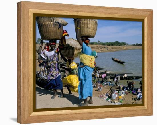 Women with Baskets of Laundry on Their Heads Beside the River, Djenne, Mali, Africa-Bruno Morandi-Framed Premier Image Canvas