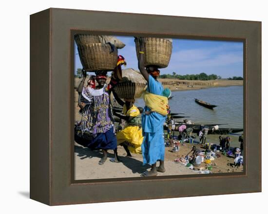 Women with Baskets of Laundry on Their Heads Beside the River, Djenne, Mali, Africa-Bruno Morandi-Framed Premier Image Canvas