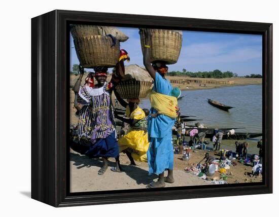 Women with Baskets of Laundry on Their Heads Beside the River, Djenne, Mali, Africa-Bruno Morandi-Framed Premier Image Canvas