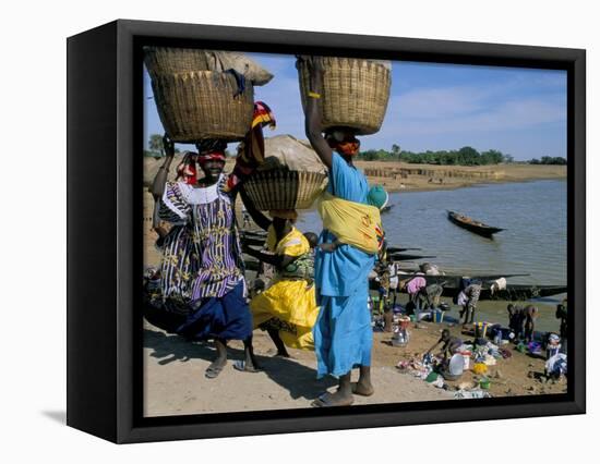 Women with Baskets of Laundry on Their Heads Beside the River, Djenne, Mali, Africa-Bruno Morandi-Framed Premier Image Canvas