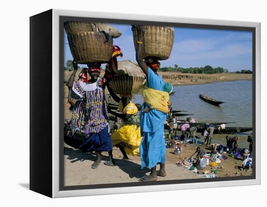 Women with Baskets of Laundry on Their Heads Beside the River, Djenne, Mali, Africa-Bruno Morandi-Framed Premier Image Canvas