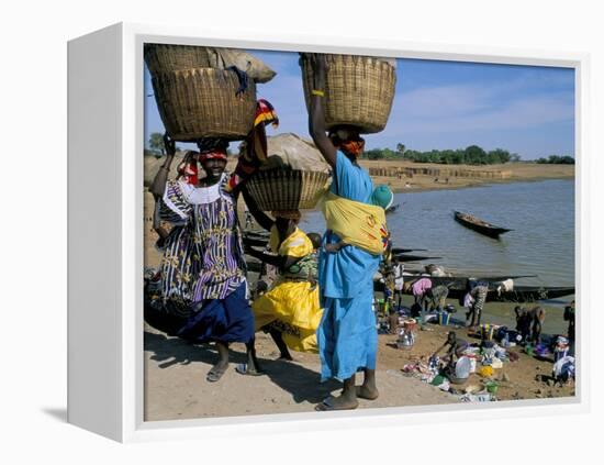 Women with Baskets of Laundry on Their Heads Beside the River, Djenne, Mali, Africa-Bruno Morandi-Framed Premier Image Canvas