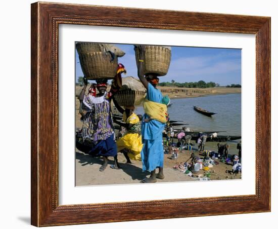 Women with Baskets of Laundry on Their Heads Beside the River, Djenne, Mali, Africa-Bruno Morandi-Framed Photographic Print