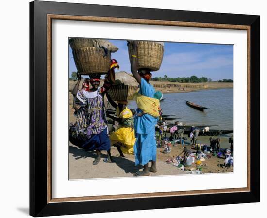 Women with Baskets of Laundry on Their Heads Beside the River, Djenne, Mali, Africa-Bruno Morandi-Framed Photographic Print