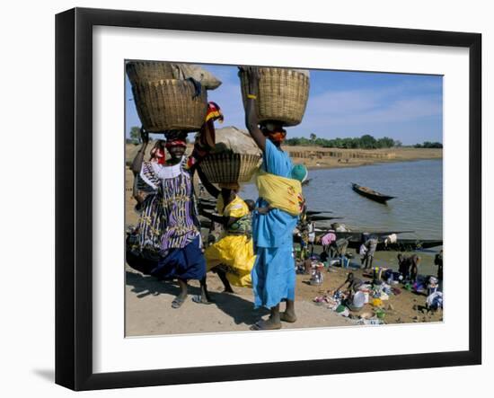 Women with Baskets of Laundry on Their Heads Beside the River, Djenne, Mali, Africa-Bruno Morandi-Framed Photographic Print