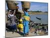 Women with Baskets of Laundry on Their Heads Beside the River, Djenne, Mali, Africa-Bruno Morandi-Mounted Photographic Print