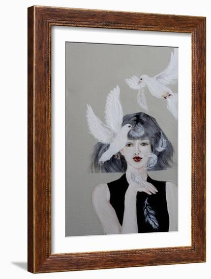 Women with Doves and Feathers, 2016, Detail-Susan Adams-Framed Giclee Print