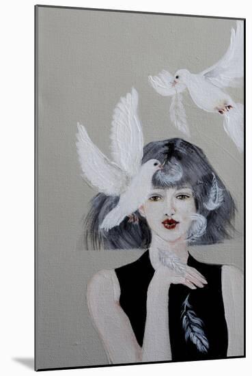 Women with Doves and Feathers, 2016, Detail-Susan Adams-Mounted Giclee Print