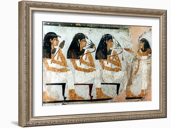 Women with Flowers and Lotus, 18th Dynasty. Artist: Unknown-Unknown-Framed Giclee Print