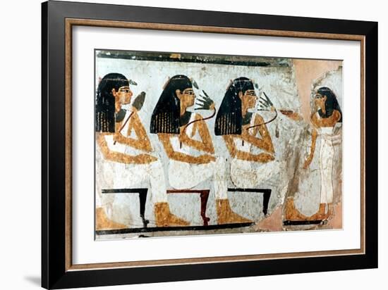 Women with Flowers and Lotus, 18th Dynasty. Artist: Unknown-Unknown-Framed Giclee Print