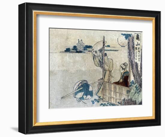 Women with Luggage Waiting for a Porter, Japanese Wood-Cut Print-Lantern Press-Framed Art Print