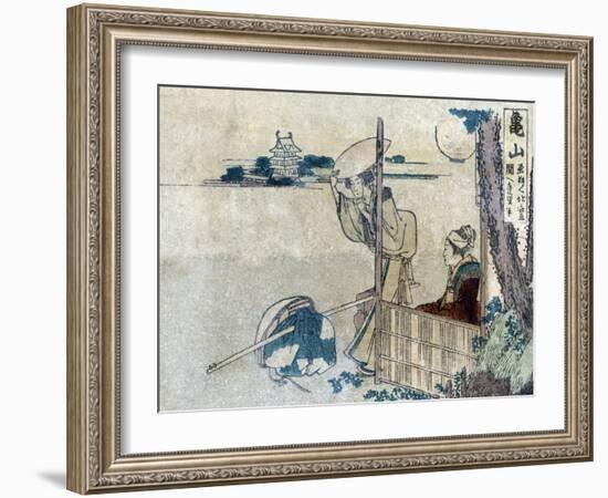 Women with Luggage Waiting for a Porter, Japanese Wood-Cut Print-Lantern Press-Framed Art Print