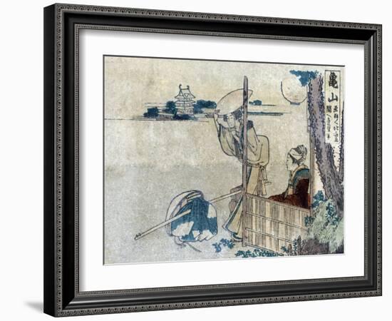 Women with Luggage Waiting for a Porter, Japanese Wood-Cut Print-Lantern Press-Framed Art Print