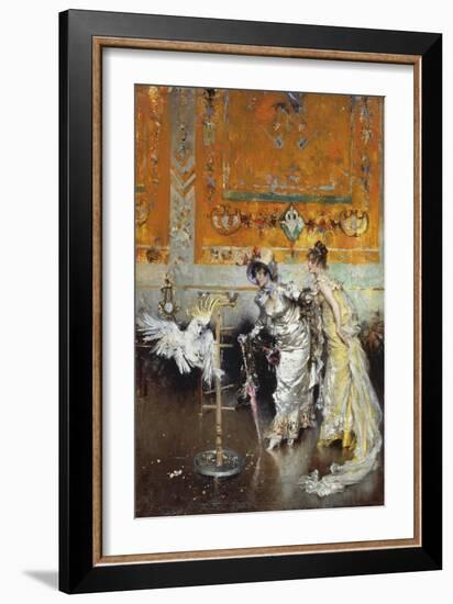 Women with Parrot, 1873-1875-Giovanni Boldini-Framed Giclee Print