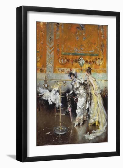Women with Parrot, 1873-1875-Giovanni Boldini-Framed Giclee Print