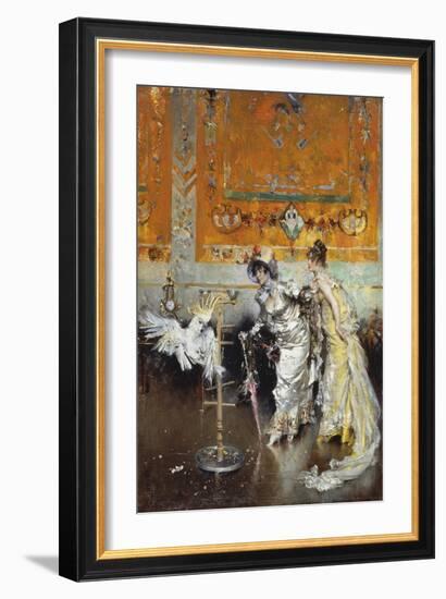 Women with Parrot, 1873-1875-Giovanni Boldini-Framed Giclee Print