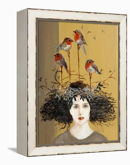 Women with Robins Nesting, 2016, Detail-Susan Adams-Framed Premier Image Canvas