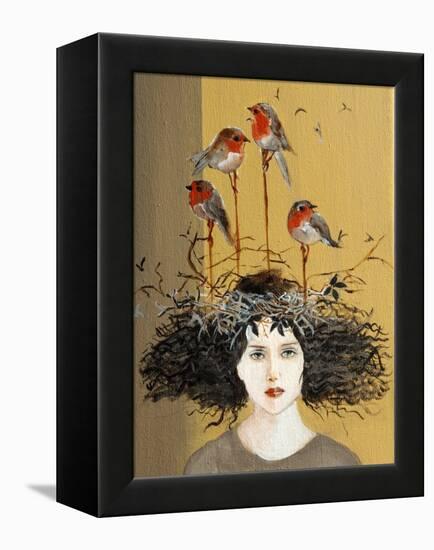 Women with Robins Nesting, 2016, Detail-Susan Adams-Framed Premier Image Canvas