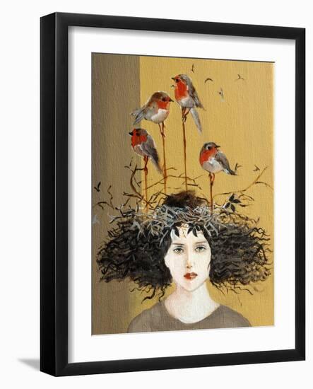 Women with Robins Nesting, 2016, Detail-Susan Adams-Framed Giclee Print