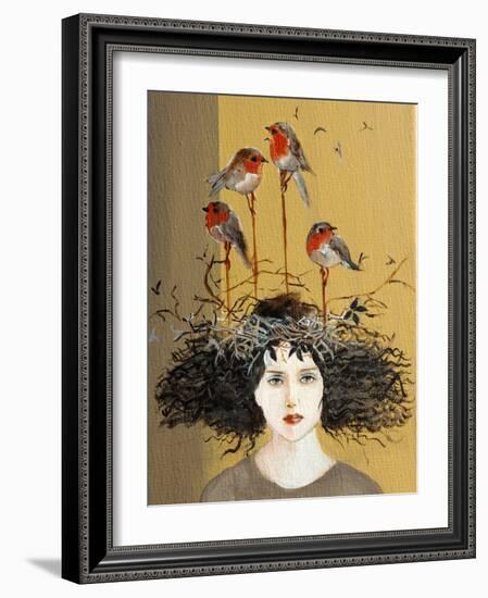 Women with Robins Nesting, 2016, Detail-Susan Adams-Framed Giclee Print