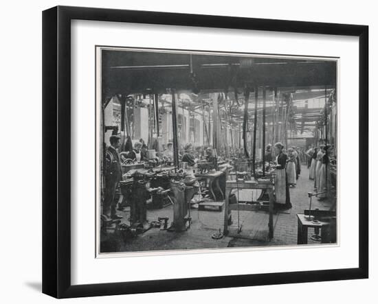 Women Working at the Coventry Machinists' Company Cycle Works Warwickshire-null-Framed Art Print