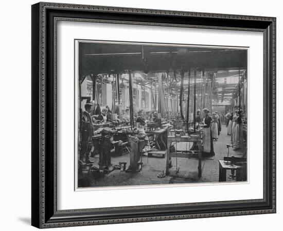 Women Working at the Coventry Machinists' Company Cycle Works Warwickshire-null-Framed Art Print