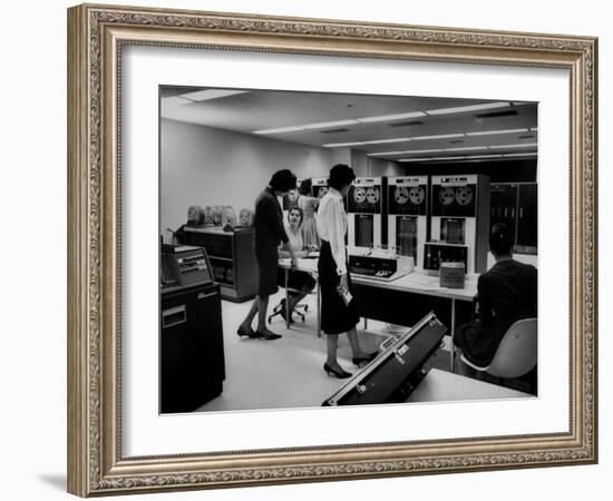 Women Working Ibm Computers in an Office-null-Framed Photographic Print