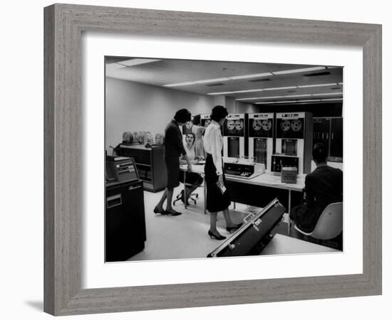 Women Working Ibm Computers in an Office-null-Framed Photographic Print