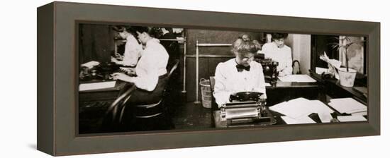 Women working in a typing pool, 1900-Unknown-Framed Stretched Canvas