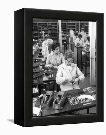 Women Working on a Switch Gear Assembly Line in Slough-Henry Grant-Framed Premier Image Canvas