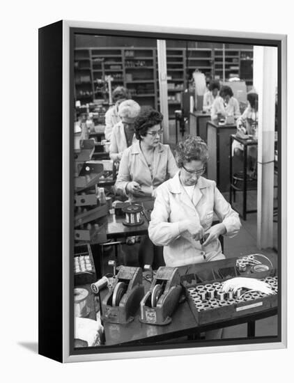 Women Working on a Switch Gear Assembly Line in Slough-Henry Grant-Framed Premier Image Canvas