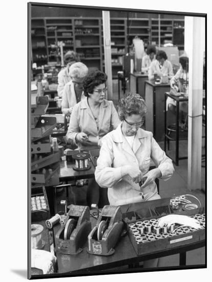 Women Working on a Switch Gear Assembly Line in Slough-Henry Grant-Mounted Photographic Print