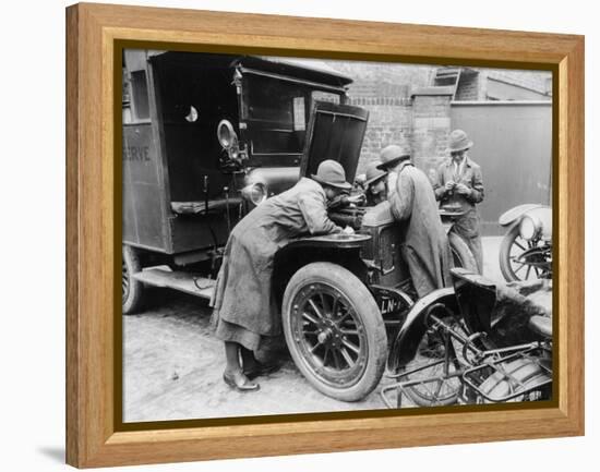 Women Working on an Automobile Engine Showing Shortage of Men During World War I-null-Framed Premier Image Canvas
