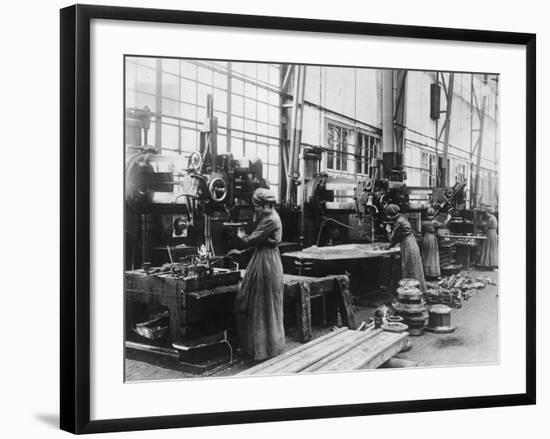 Women Working on Production Line at the Krupp Munitions Works Factory During World War I-null-Framed Photographic Print