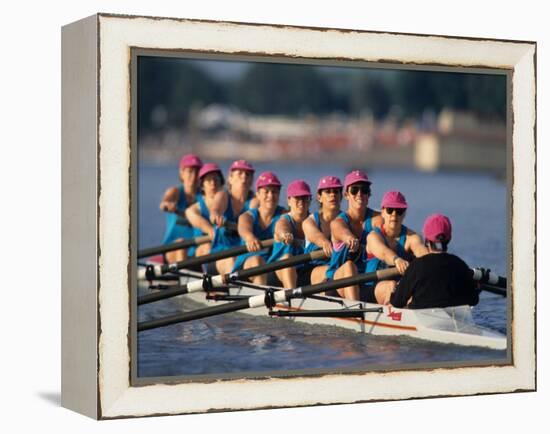 Womens Eights Rowing Team in Action-null-Framed Premier Image Canvas