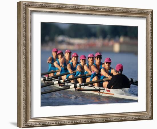 Womens Eights Rowing Team in Action-null-Framed Photographic Print